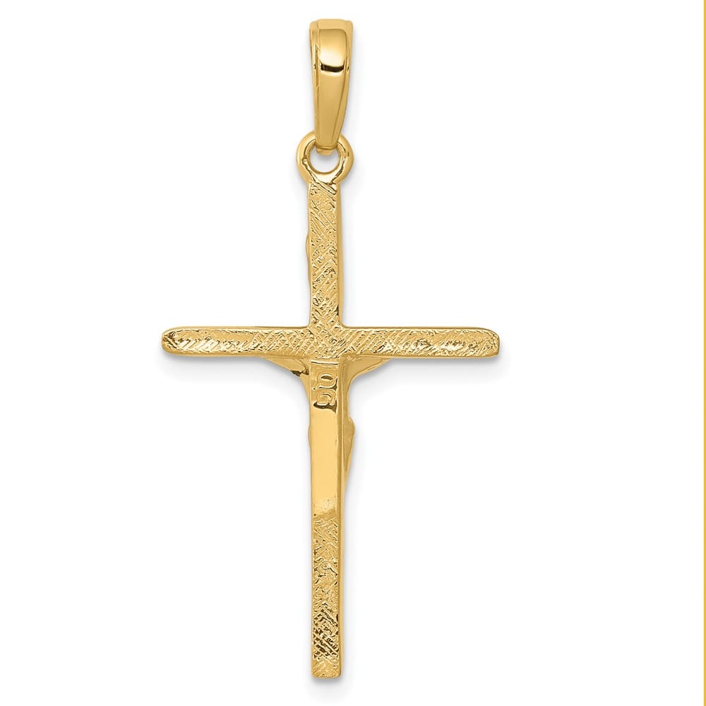 10K Yellow Gold Solid Polished Large Latin Crucifix Pendant