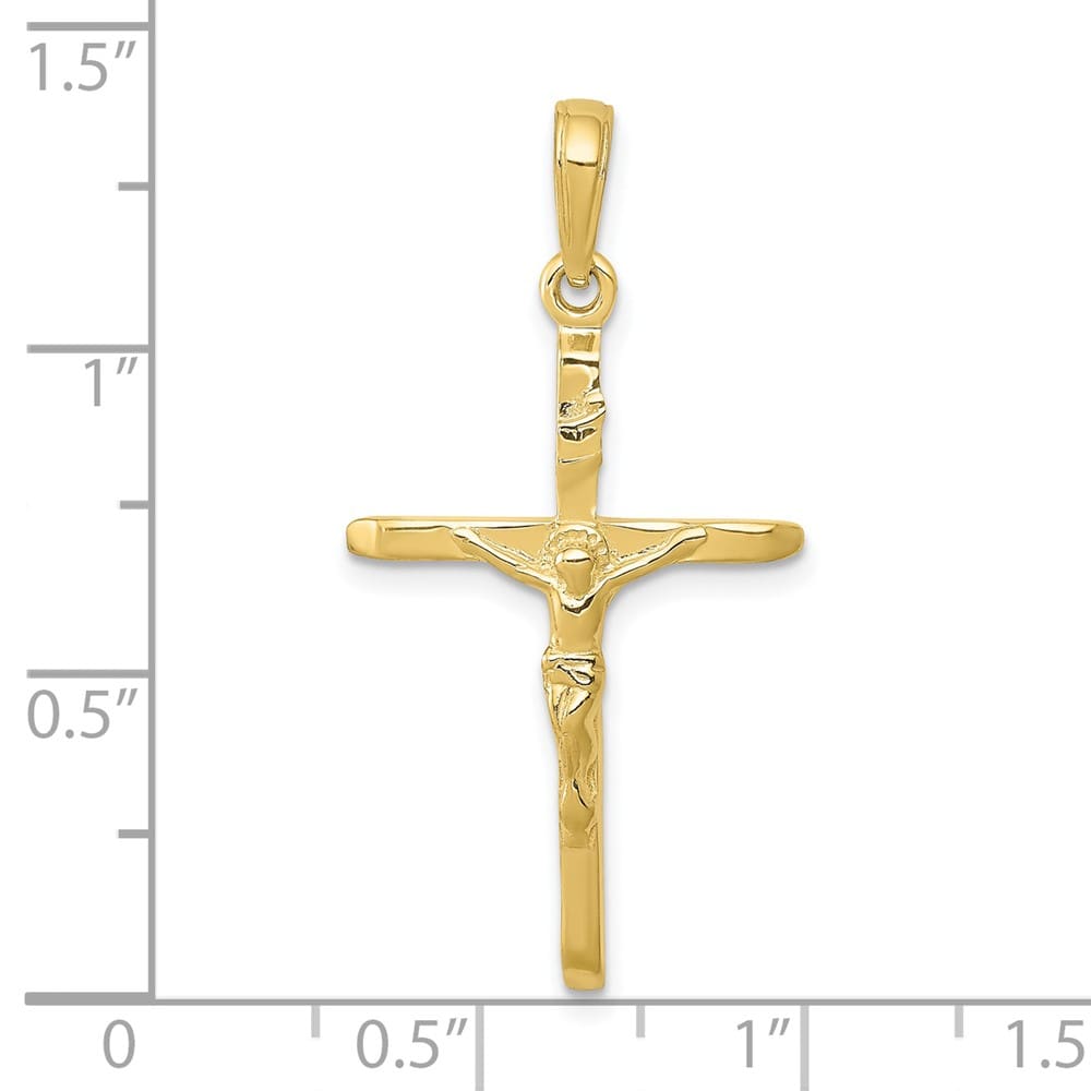 10K Yellow Gold Solid Polished Large Latin Crucifix Pendant
