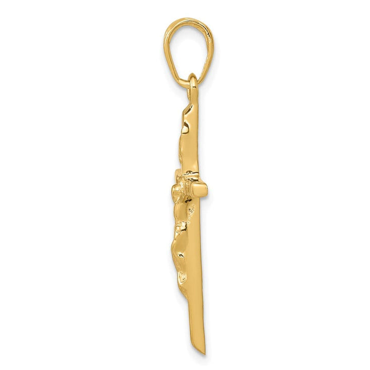10K Yellow Gold Solid Polished Large Latin Crucifix Pendant