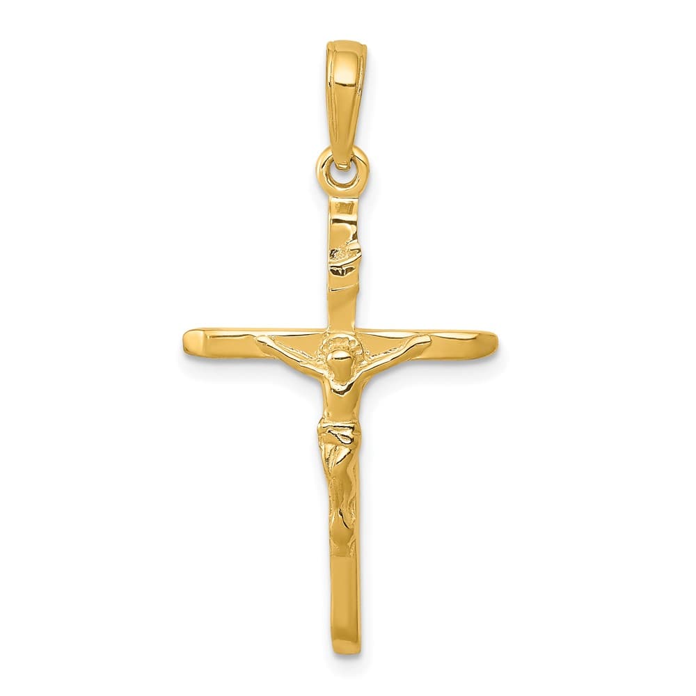 10K Yellow Gold Solid Polished Large Latin Crucifix Pendant