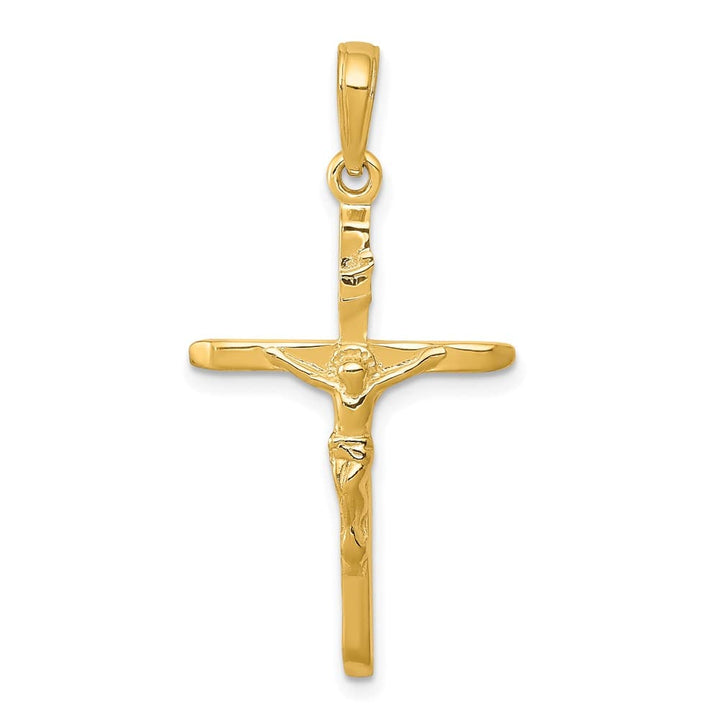 10K Yellow Gold Solid Polished Large Latin Crucifix Pendant