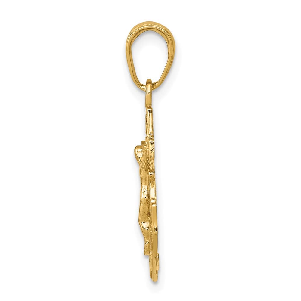 10K Yellow Gold Solid Polished Large Mariner's Crucifix Pendant