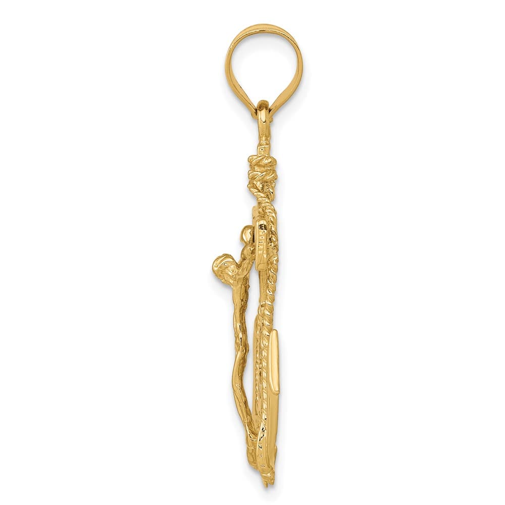 10K Yellow Gold Solid Polished Large Mariner's Crucifix Pendant