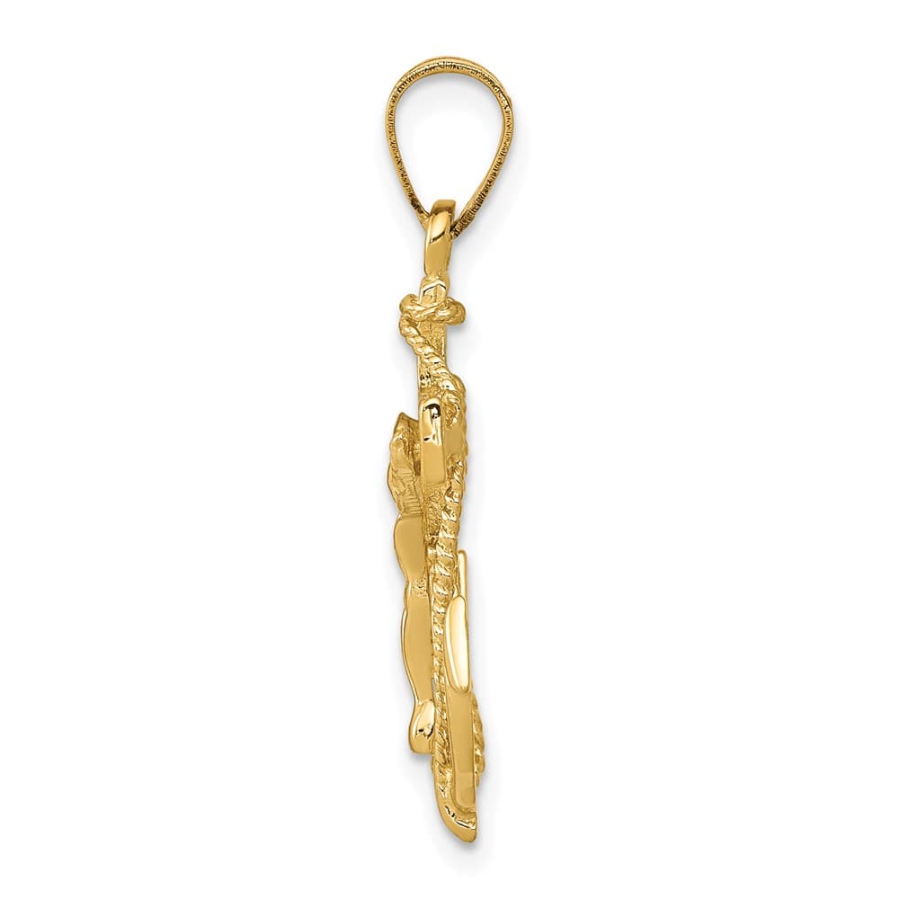 10K Yellow Gold Solid Polished Large Mariner's Crucifix Pendant