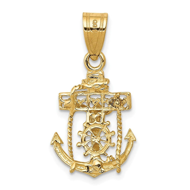 10K Yellow Gold Solid Polished Large Mariner's Crucifix Pendant