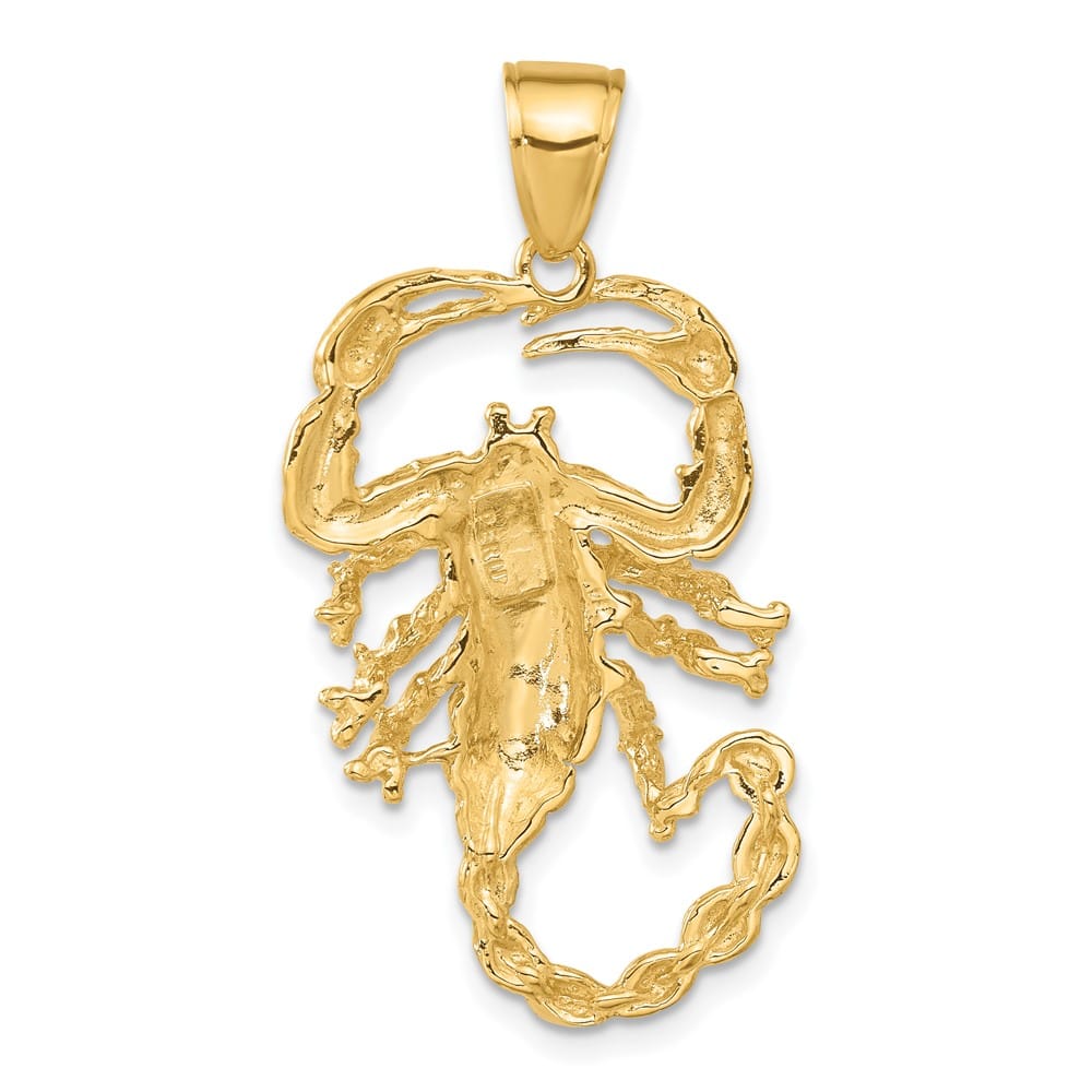 10K Yellow Gold Solid Polished Large Open-Backed Scorpion Pendant