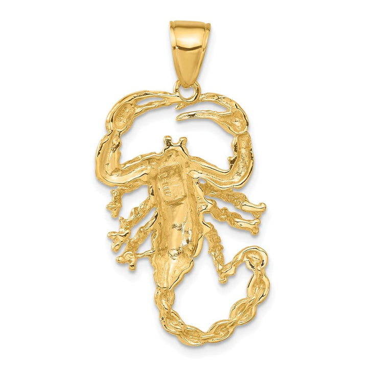 10K Yellow Gold Solid Polished Large Open-Backed Scorpion Pendant