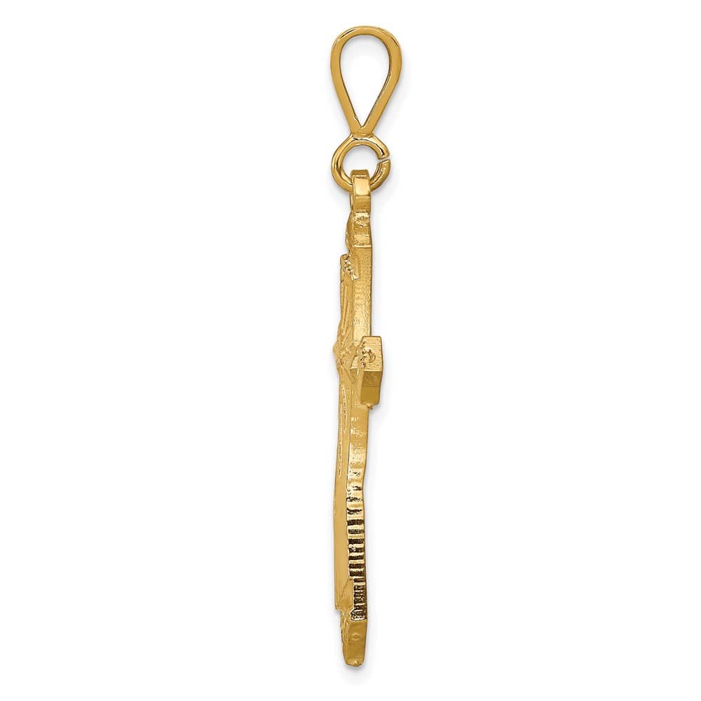 10K Yellow Gold Solid Polished Large Passion Cross Charm