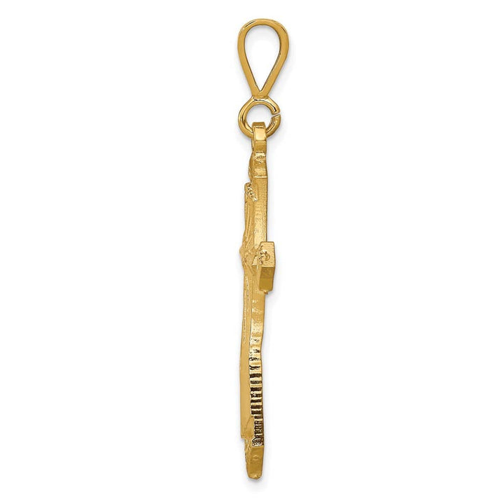 10K Yellow Gold Solid Polished Large Passion Cross Charm