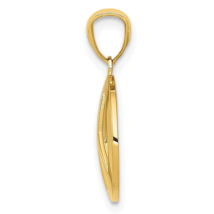 10K Yellow Gold Solid Polished Large Peace Sign Pendant