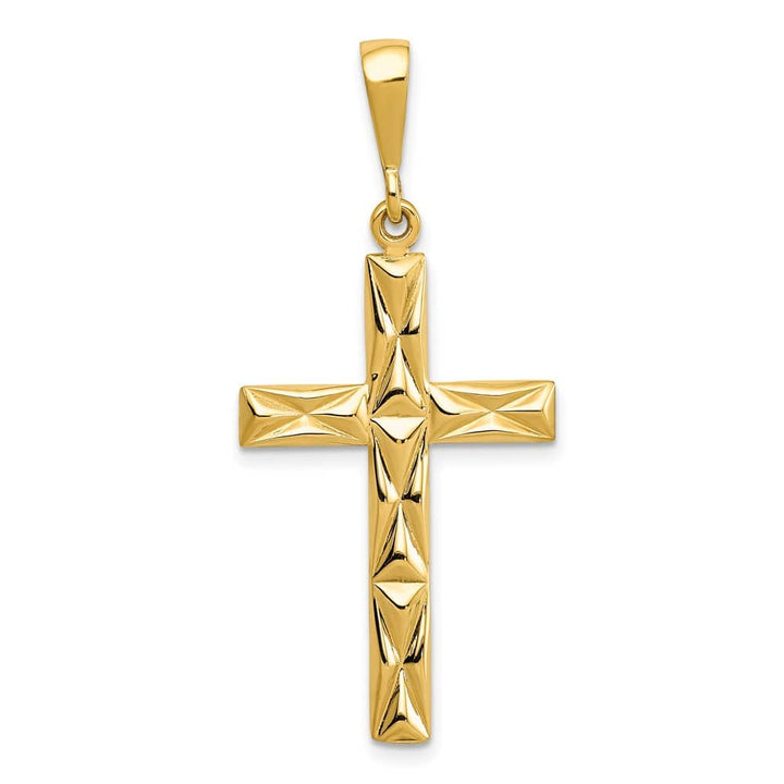 10K Yellow Gold Solid Polished Large Reversible Latin Cross Pendant