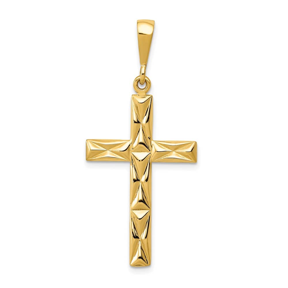 10K Yellow Gold Solid Polished Large Reversible Latin Cross Pendant