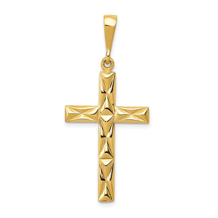10K Yellow Gold Solid Polished Large Reversible Latin Cross Pendant