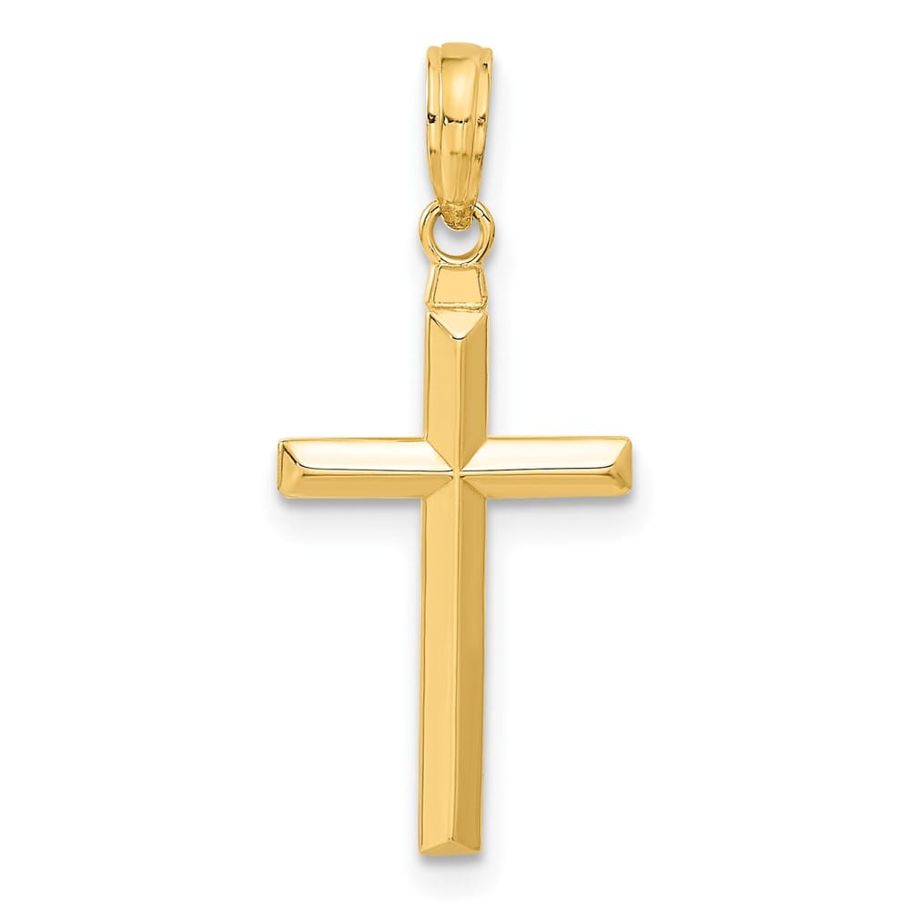 10K Yellow Gold Solid Polished Large Reversible Latin Cross Pendant