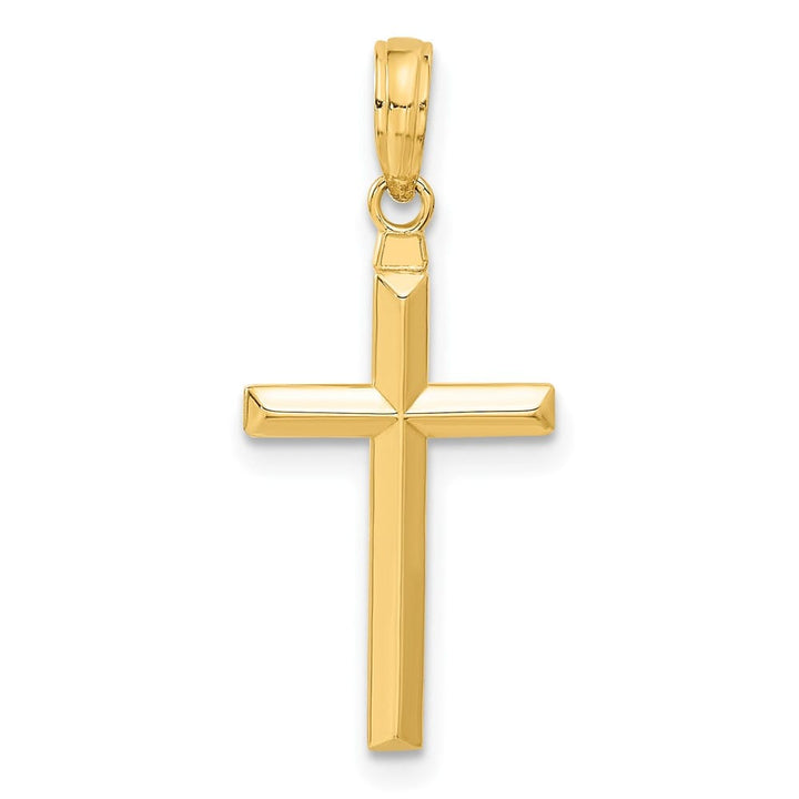 10K Yellow Gold Solid Polished Large Reversible Latin Cross Pendant