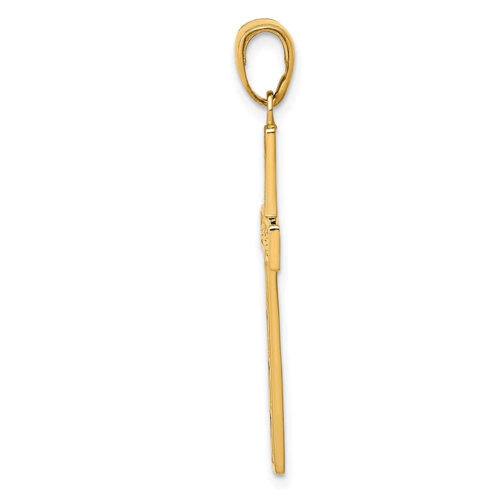 10K Yellow Gold Solid Polished Large Rope Cross Pendant