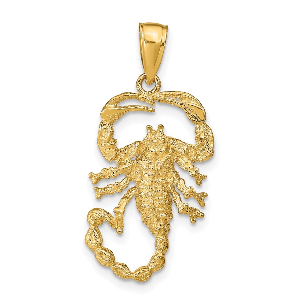 10K Yellow Gold Solid Polished Large Scorpion Charm
