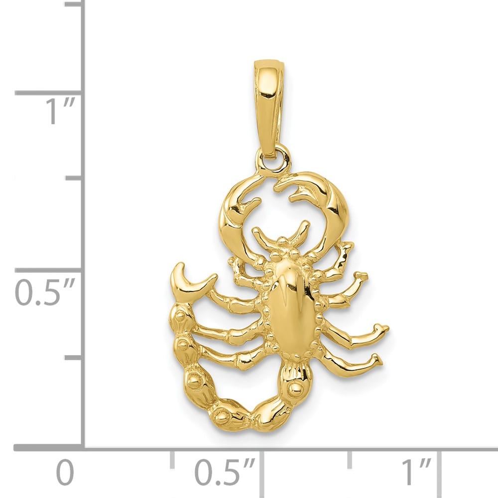 10K Yellow Gold Solid Polished Large Scorpion Pendant