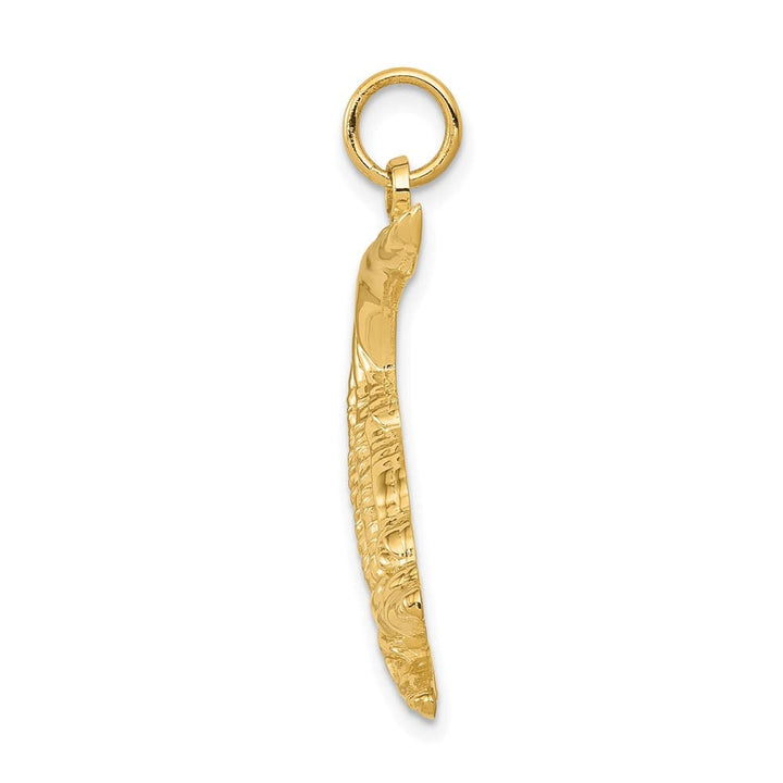 10K Yellow Gold Solid Polished Large Snapping Alligator Pendant