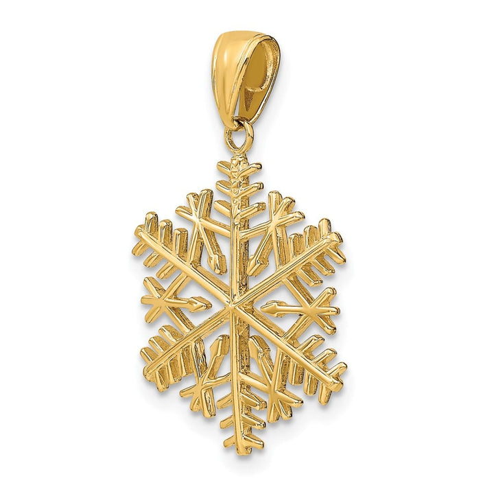 10K Yellow Gold Solid Polished Large Snowflake Pendant