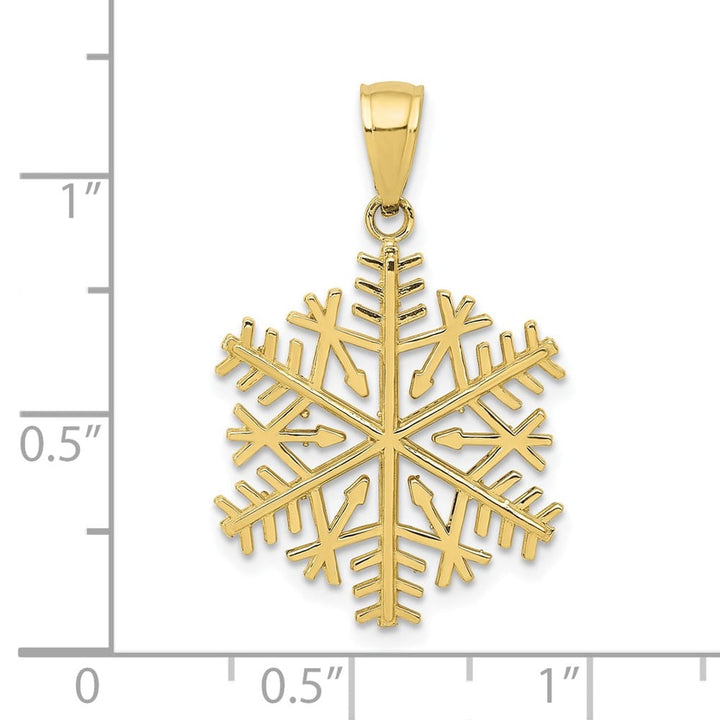 10K Yellow Gold Solid Polished Large Snowflake Pendant