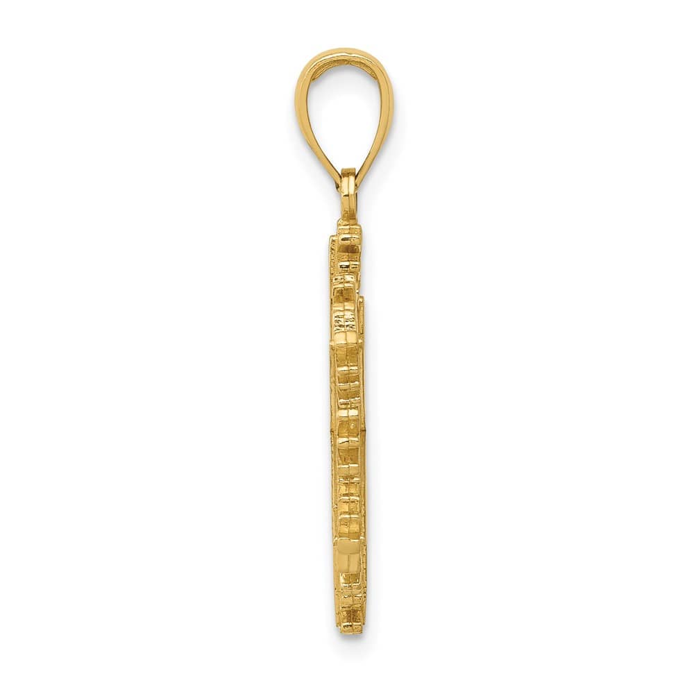 10K Yellow Gold Solid Polished Large Snowflake Pendant