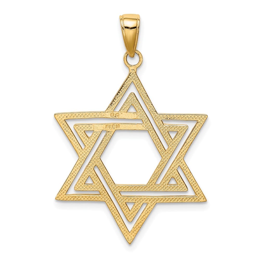 10K Yellow Gold Solid Polished Large Star of David Charm