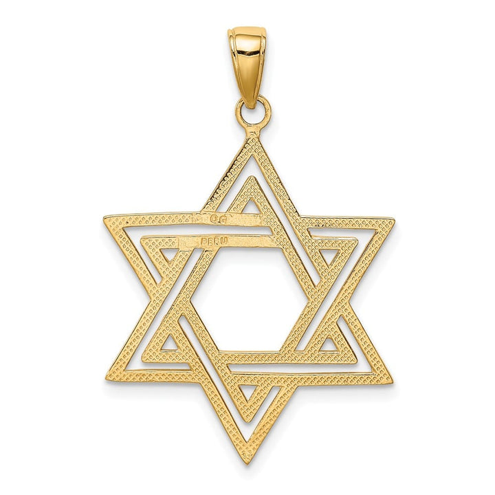 10K Yellow Gold Solid Polished Large Star of David Charm