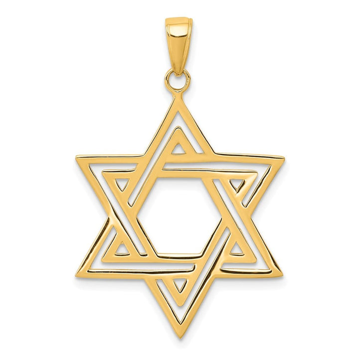 10K Yellow Gold Solid Polished Large Star of David Charm