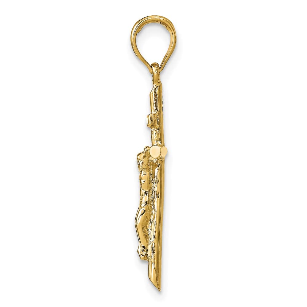 10K Yellow Gold Solid Polished Large Stick Style Crucifix Pendant