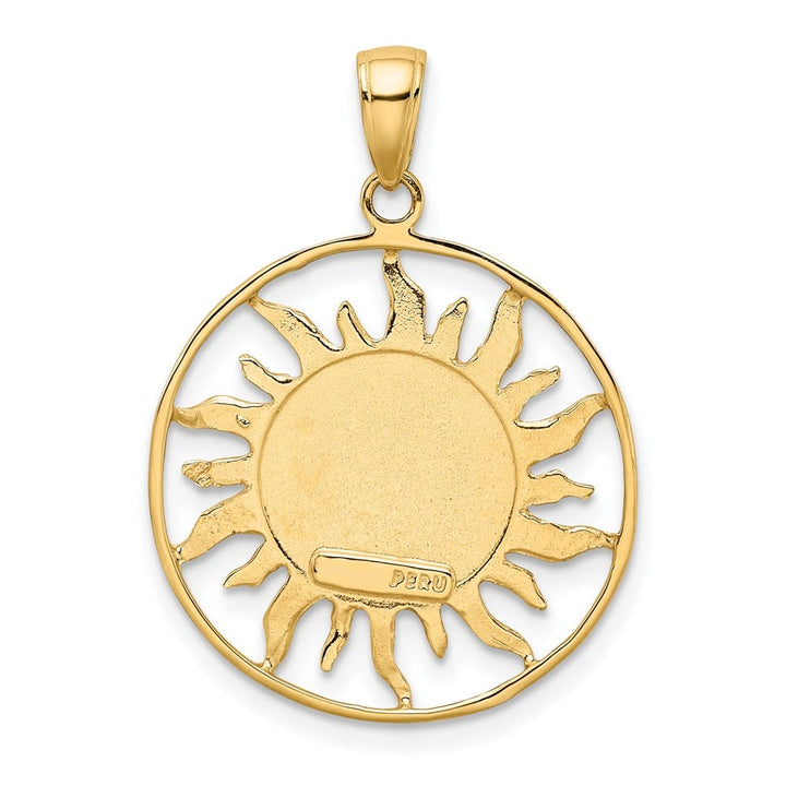 10K Yellow Gold Solid Polished Large Sun with Moon and Stars Charm