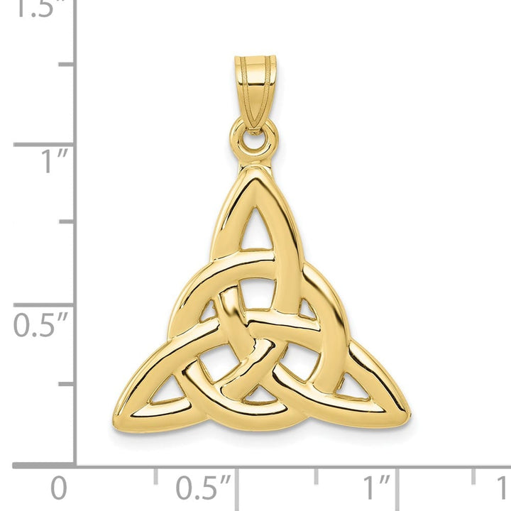 10K Yellow Gold Solid Polished Large Trinity Pendant