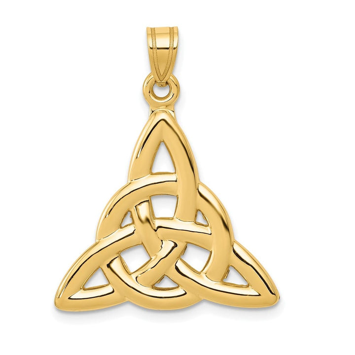 10K Yellow Gold Solid Polished Large Trinity Pendant