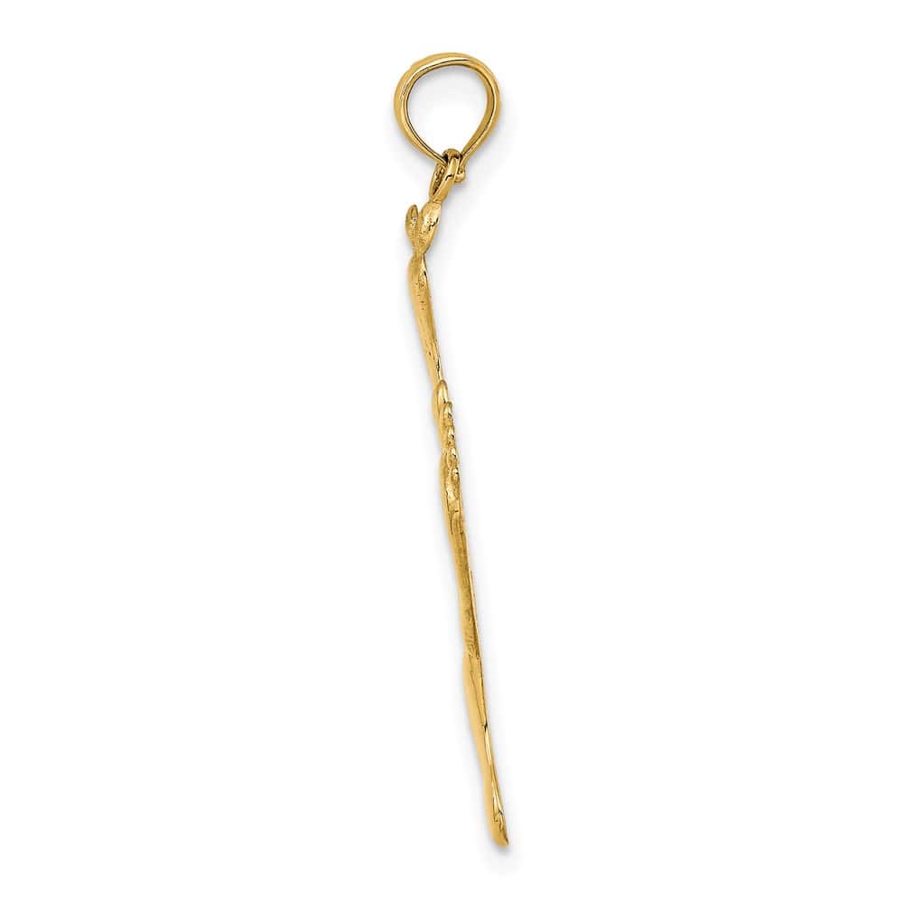 10K Yellow Gold Solid Polished Large Triple Vertical Feet Charm
