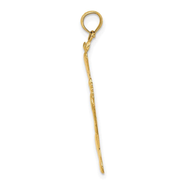 10K Yellow Gold Solid Polished Large Triple Vertical Feet Charm