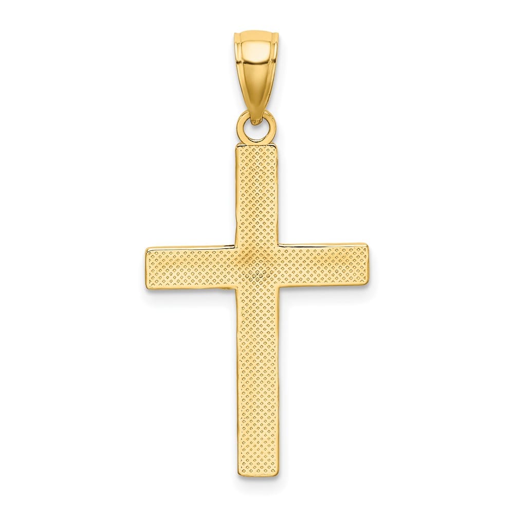 10K Yellow Gold Solid Polished Large Tubular Latin Cross Pendant