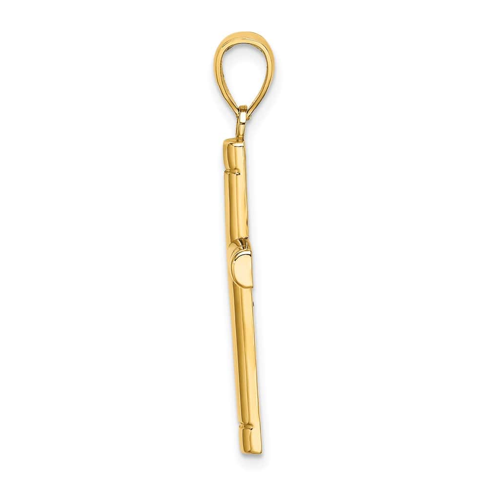 10K Yellow Gold Solid Polished Large Tubular Latin Cross Pendant