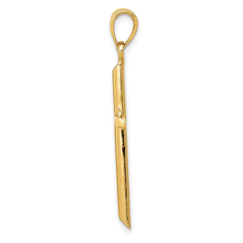 10K Yellow Gold Solid Polished Large Tubular Latin Cross Pendant
