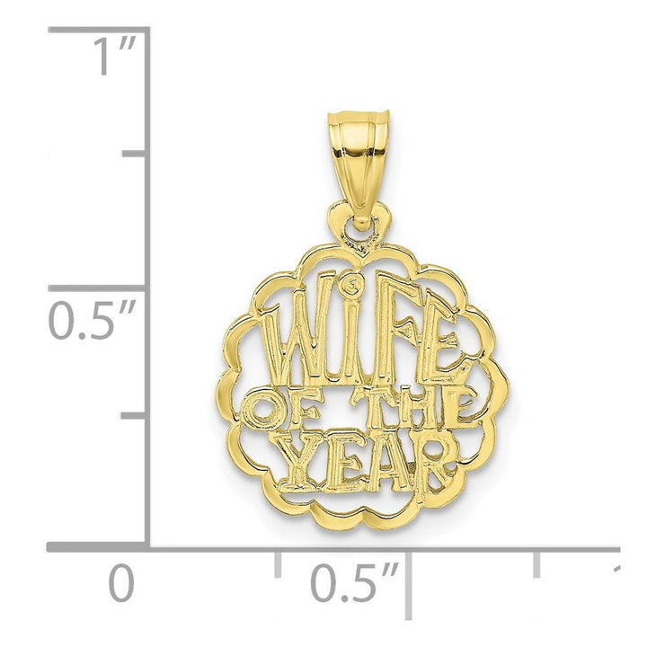 10K Yellow Gold Solid Polished Large Wife of the Year Pendant