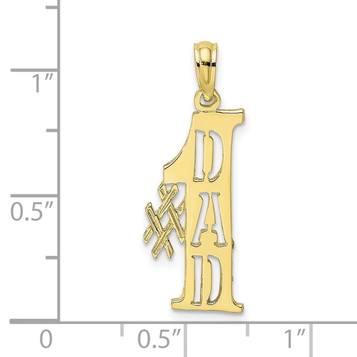 10K Yellow Gold Solid Polished Medium #1 DAD Cut-Out Vertical Pendant