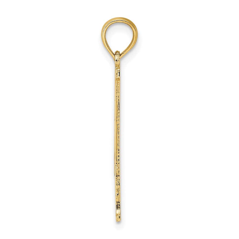 10K Yellow Gold Solid Polished Medium #1 DAD Cut-Out Vertical Pendant