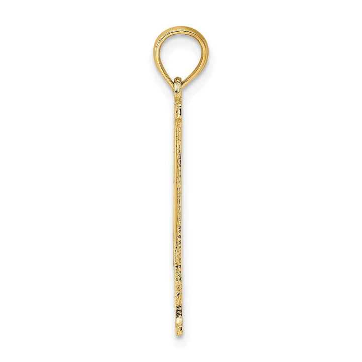 10K Yellow Gold Solid Polished Medium #1 DAD Cut-Out Vertical Pendant