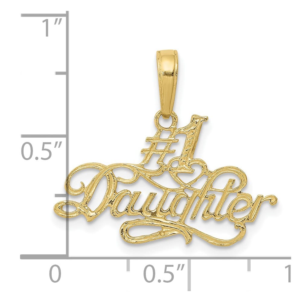 10K Yellow Gold Solid Polished Medium #1 Daughter Script Pendant