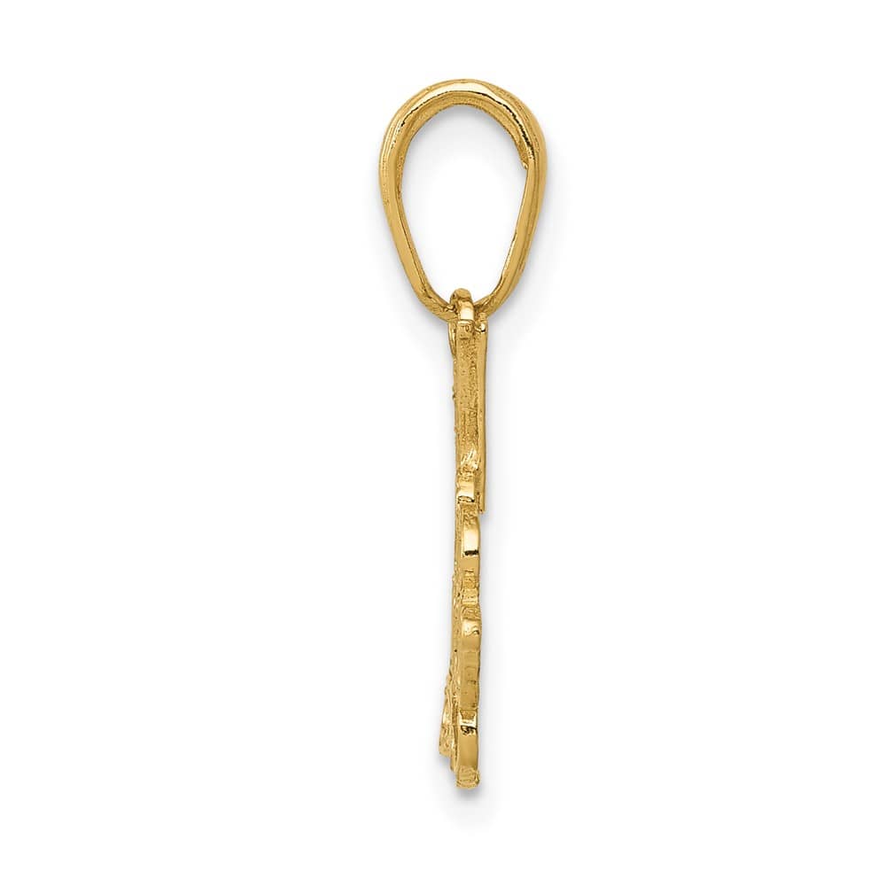 10K Yellow Gold Solid Polished Medium #1 Daughter Script Pendant