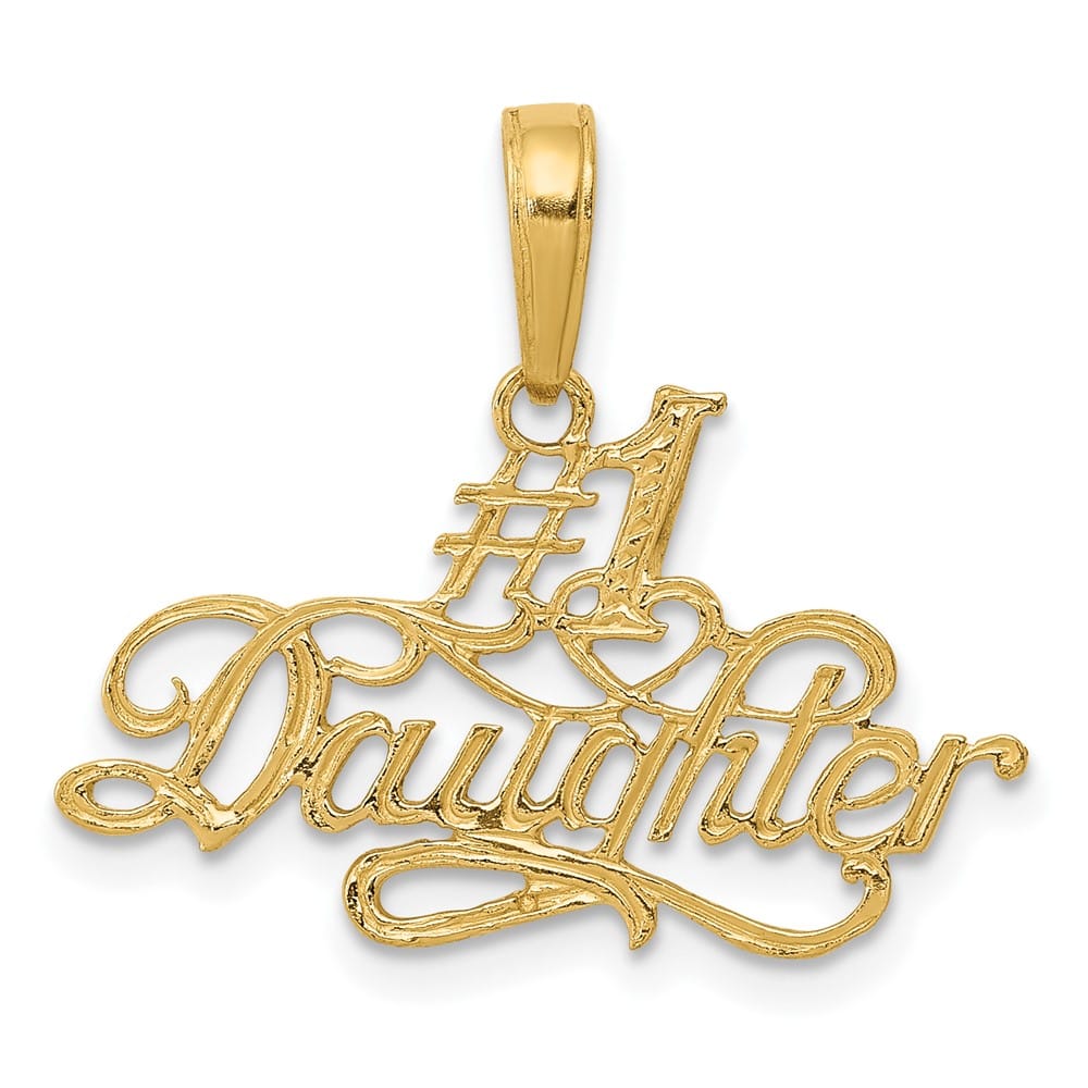 10K Yellow Gold Solid Polished Medium #1 Daughter Script Pendant