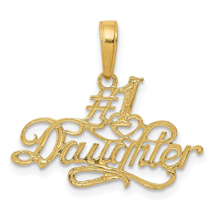 10K Yellow Gold Solid Polished Medium #1 Daughter Script Pendant