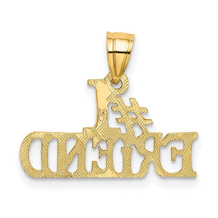 10K Yellow Gold Solid Polished Medium #1 Friend Pendant