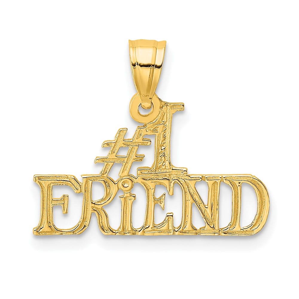 10K Yellow Gold Solid Polished Medium #1 Friend Pendant