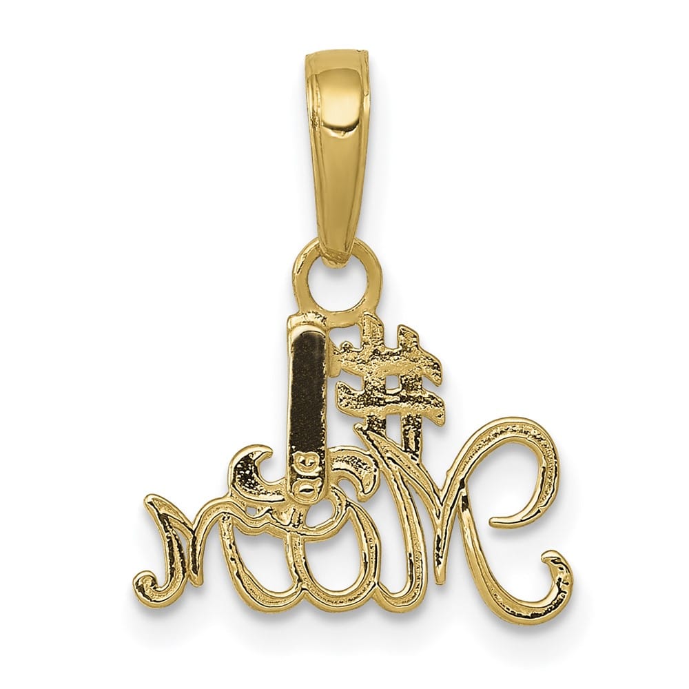 10K Yellow Gold Solid Polished Medium #1 MOM Charm