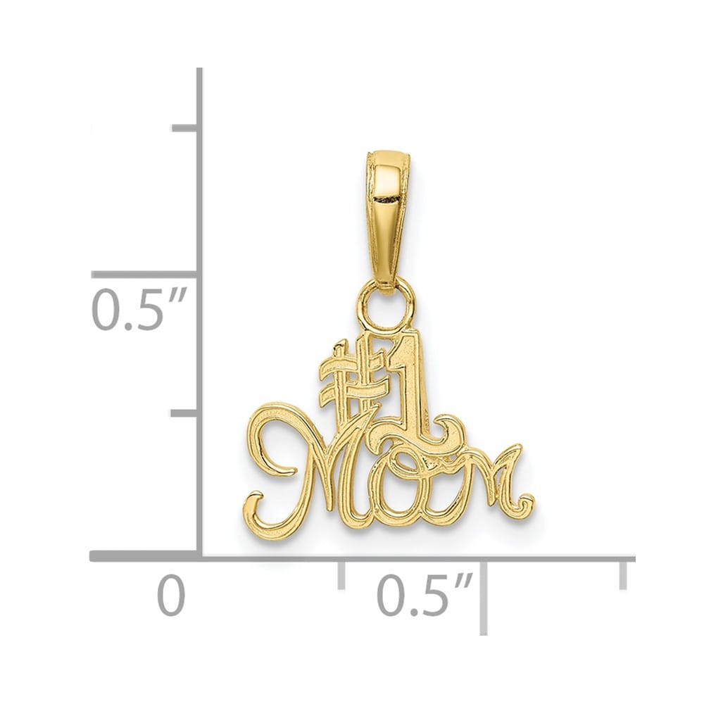 10K Yellow Gold Solid Polished Medium #1 MOM Charm